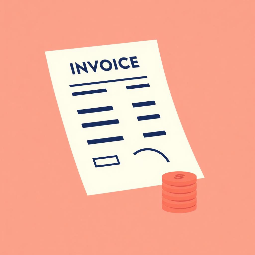 Invoice factoring illustration showing cash flowing from an invoice document into a business account