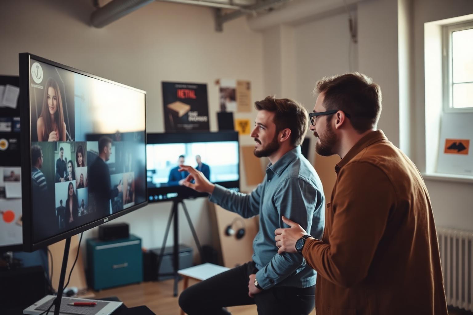 UK media and creative agency studio with a production team at work